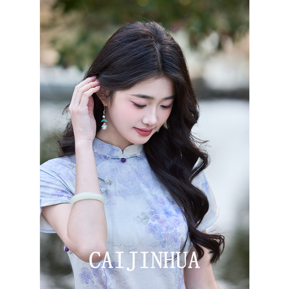 浅紫色旗袍新中式连衣裙中国风女装气质日常改良新款苏州微胖女生