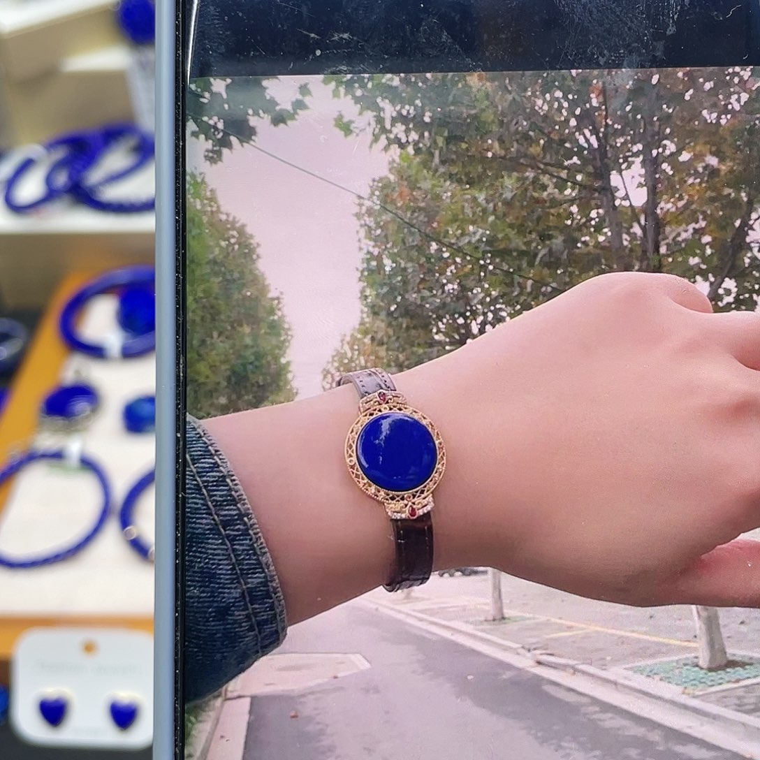 青金石手表链银S925镀金镶嵌