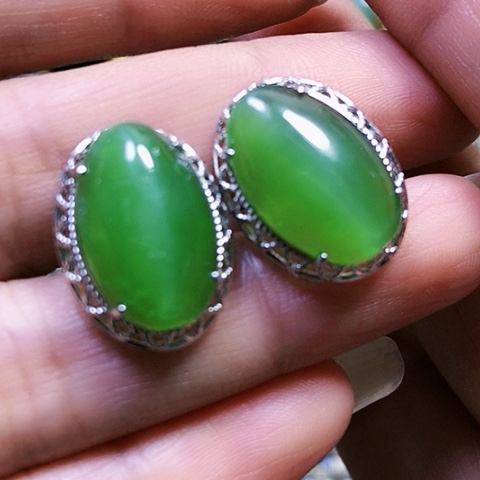 和田玉银S925镶嵌戒指