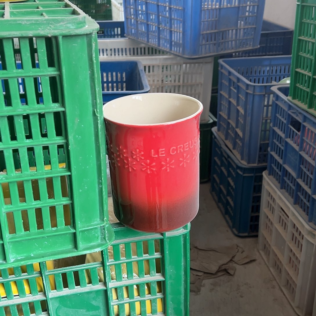 陶瓷 雪花筷子筒 红色色