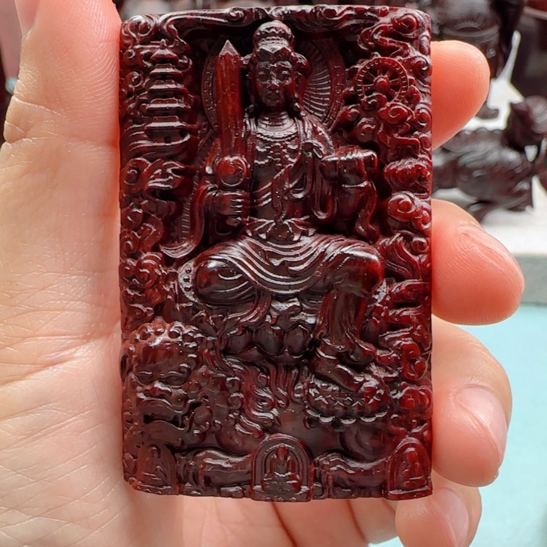 小叶紫檀把件文殊菩萨