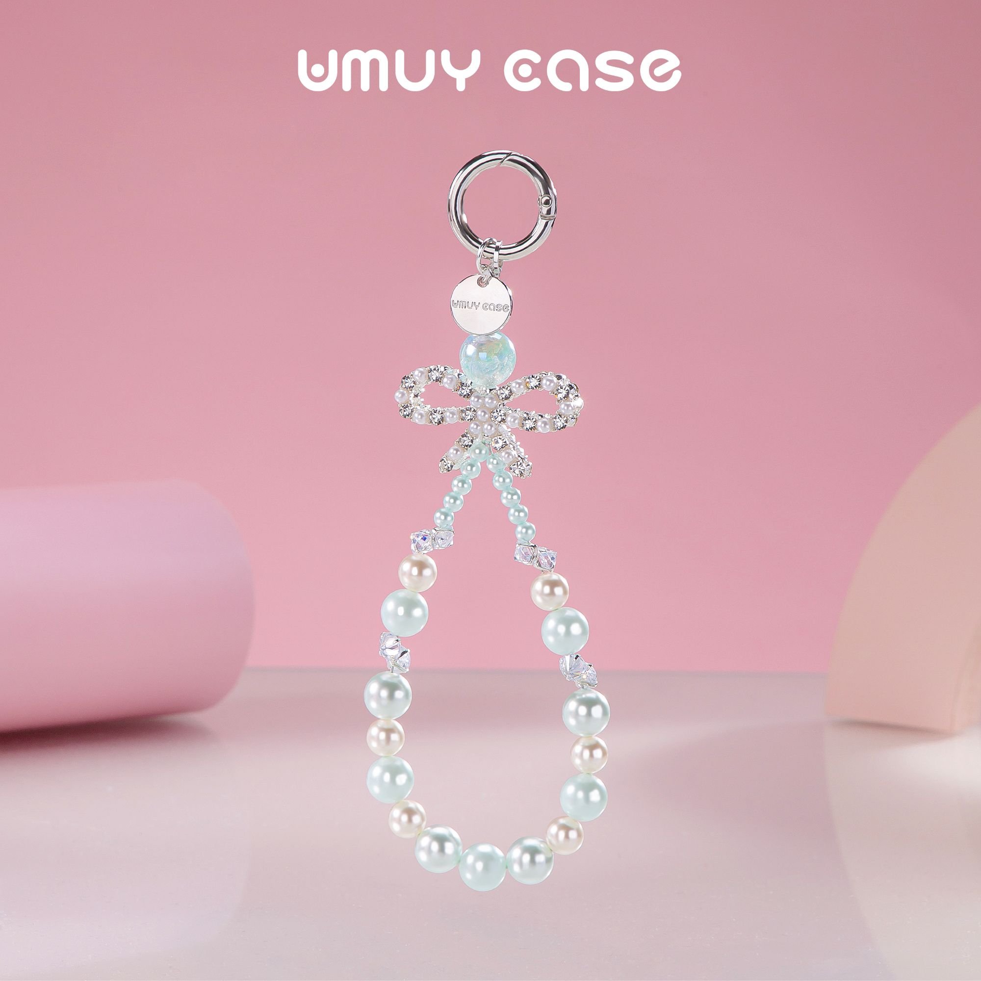 UMUYCASE 轻奢猫眼星辰渐变遇见珍珠蝴蝶结手机链条挂链