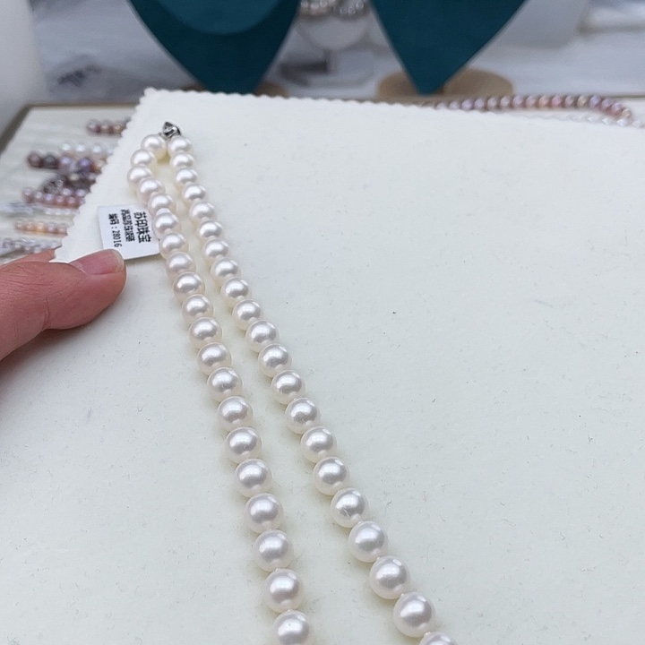 淡水珍珠颈饰银S925镶嵌卡8极光冷白高品