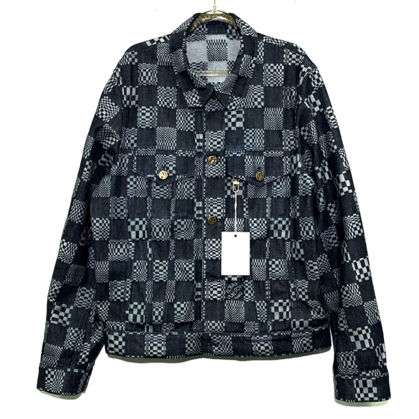 未使用 LouisVuitton/路易威登 48码 蓝色棋盘格牛仔外套 W397