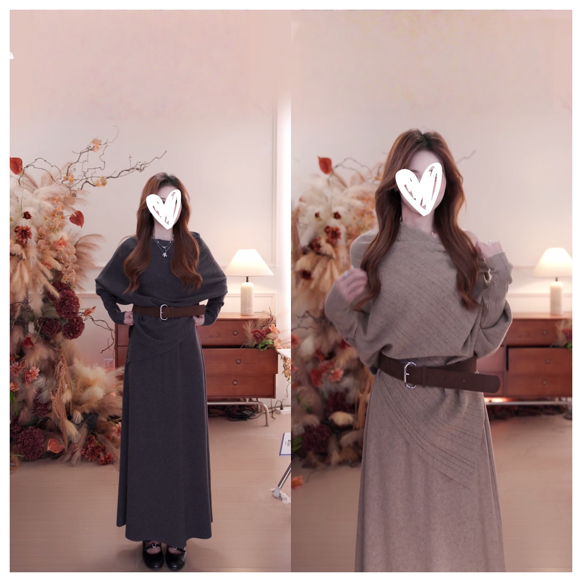 【三件套】法式斜肩套装女配皮带气质高腰半身裙两件套C6660