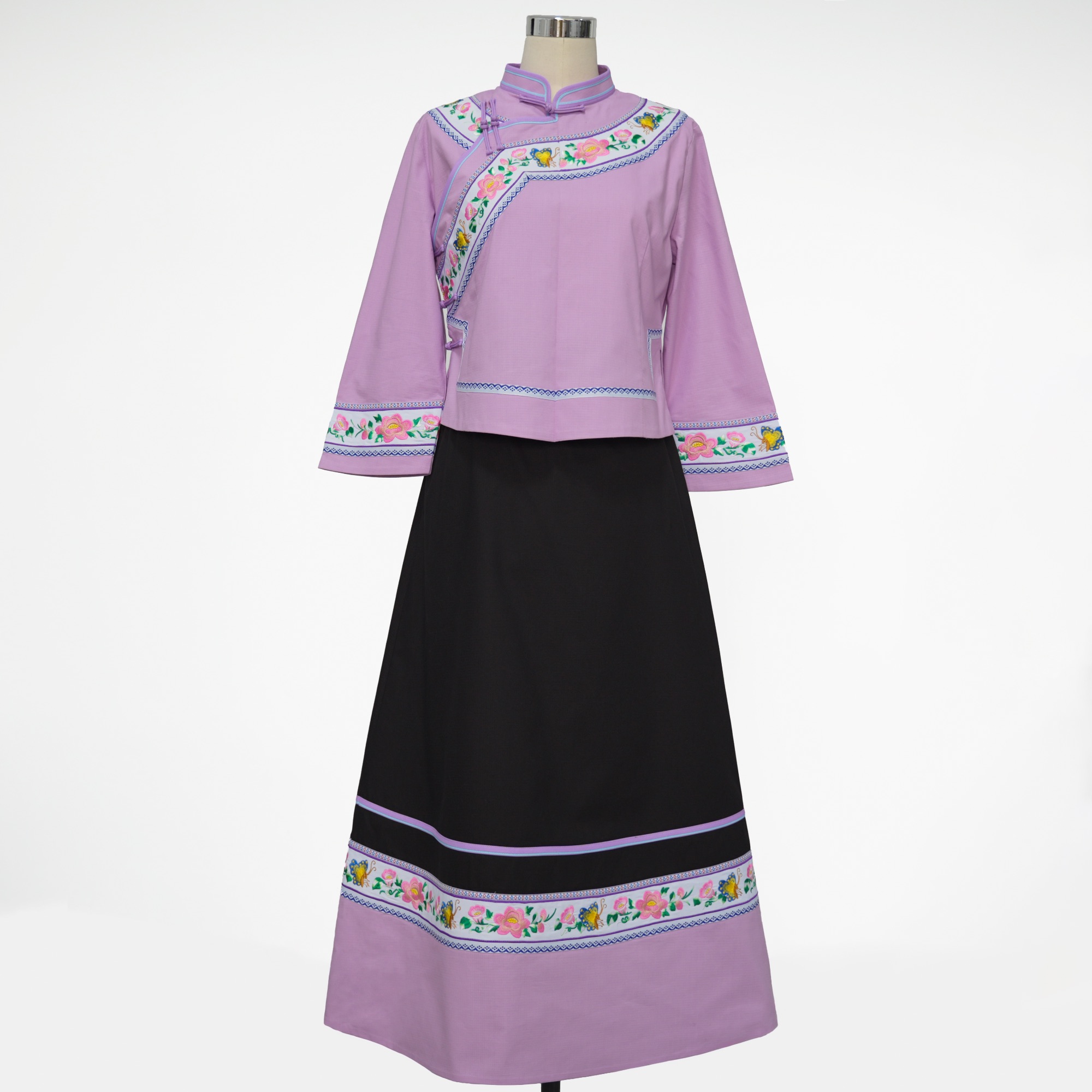 「蝶翎」壮族布依族民族服装中国风民族风A字裙小个子套装舞台装