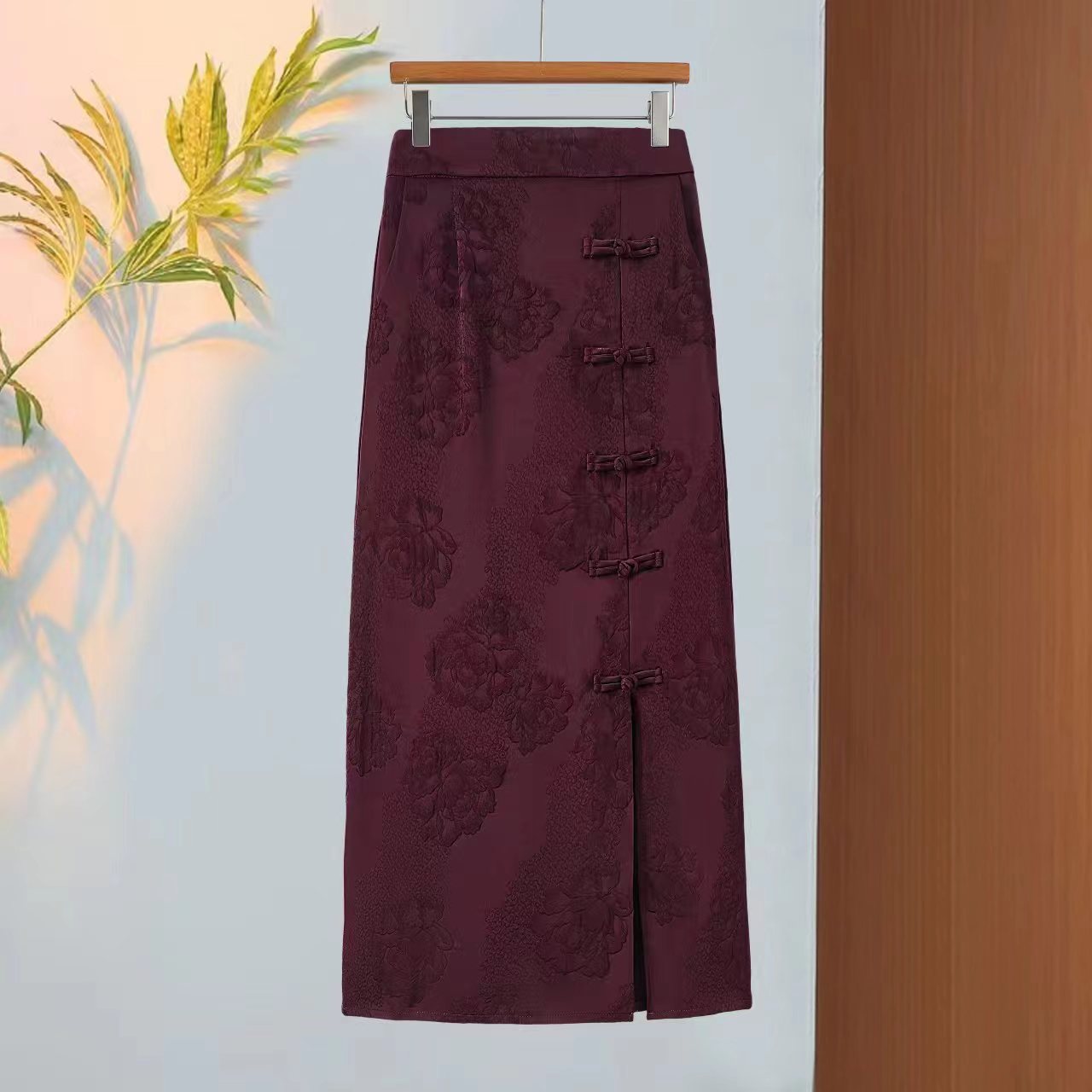 春夏款中式国风盘扣时尚气质复古高腰显瘦百搭半身裙