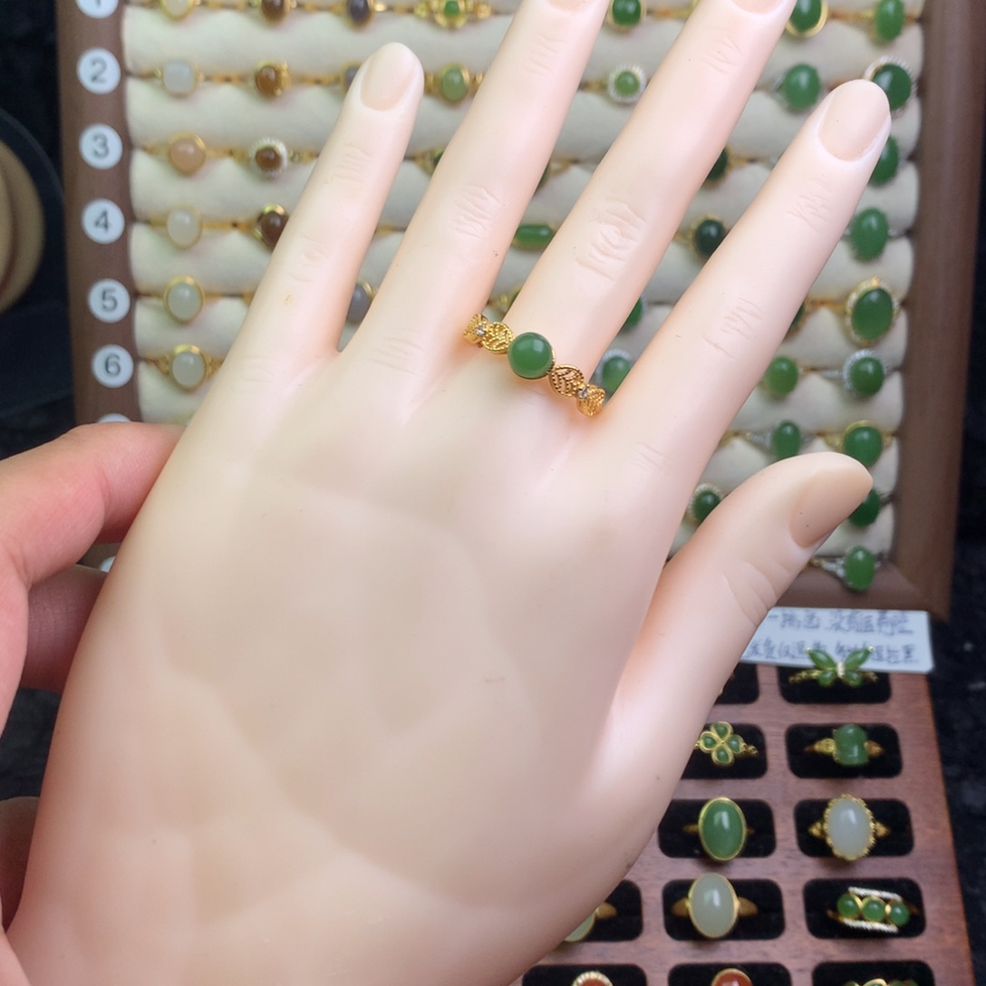 和田玉银S925镶嵌戒指