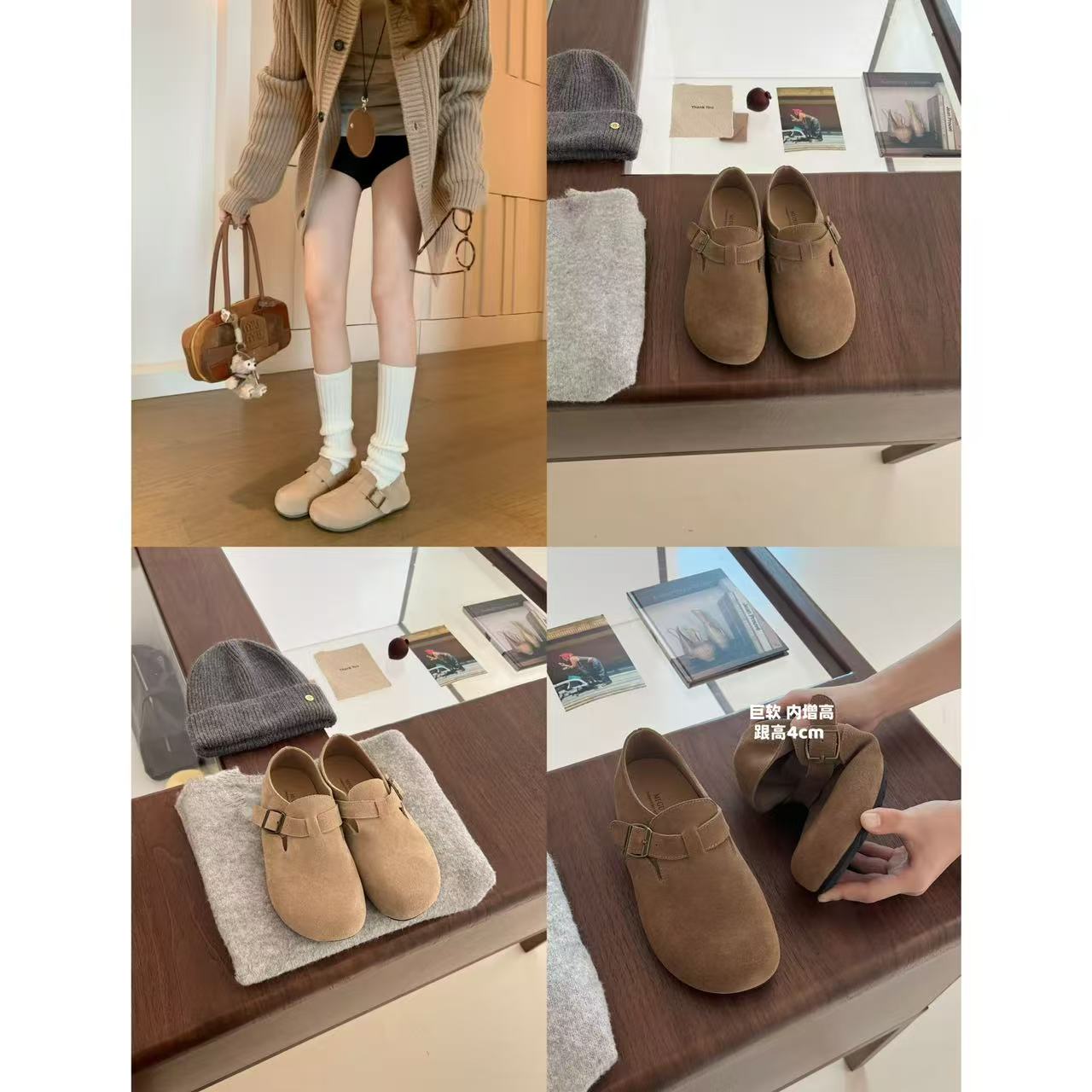 【全包勃肯】巨舒服超软厚底全包勃肯鞋266-12（跟高3.5cm）