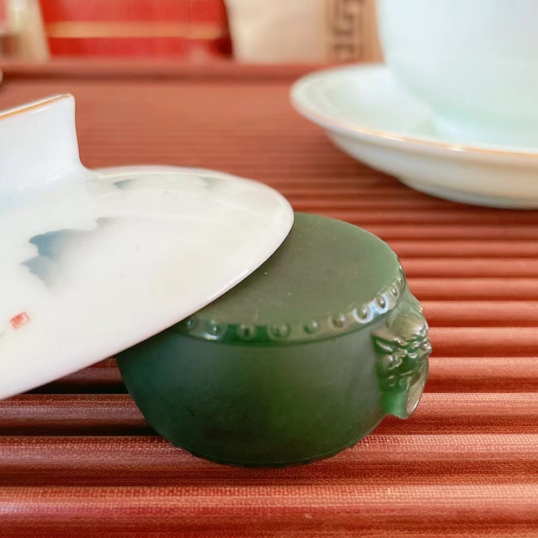 正品泰山玉一鼓作气，市场独一份 可做茶盖置、手把、微摆。