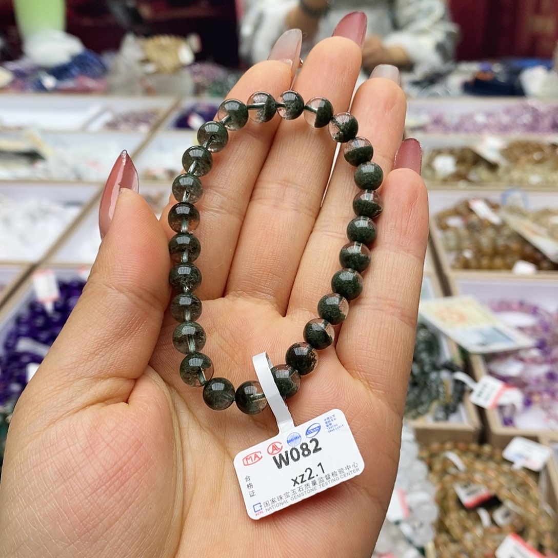 水晶手链未镶嵌W082绿幽灵