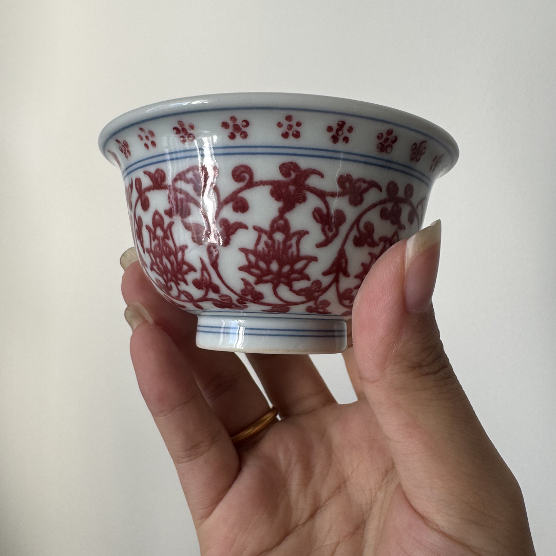 全红小压手缠枝莲杯