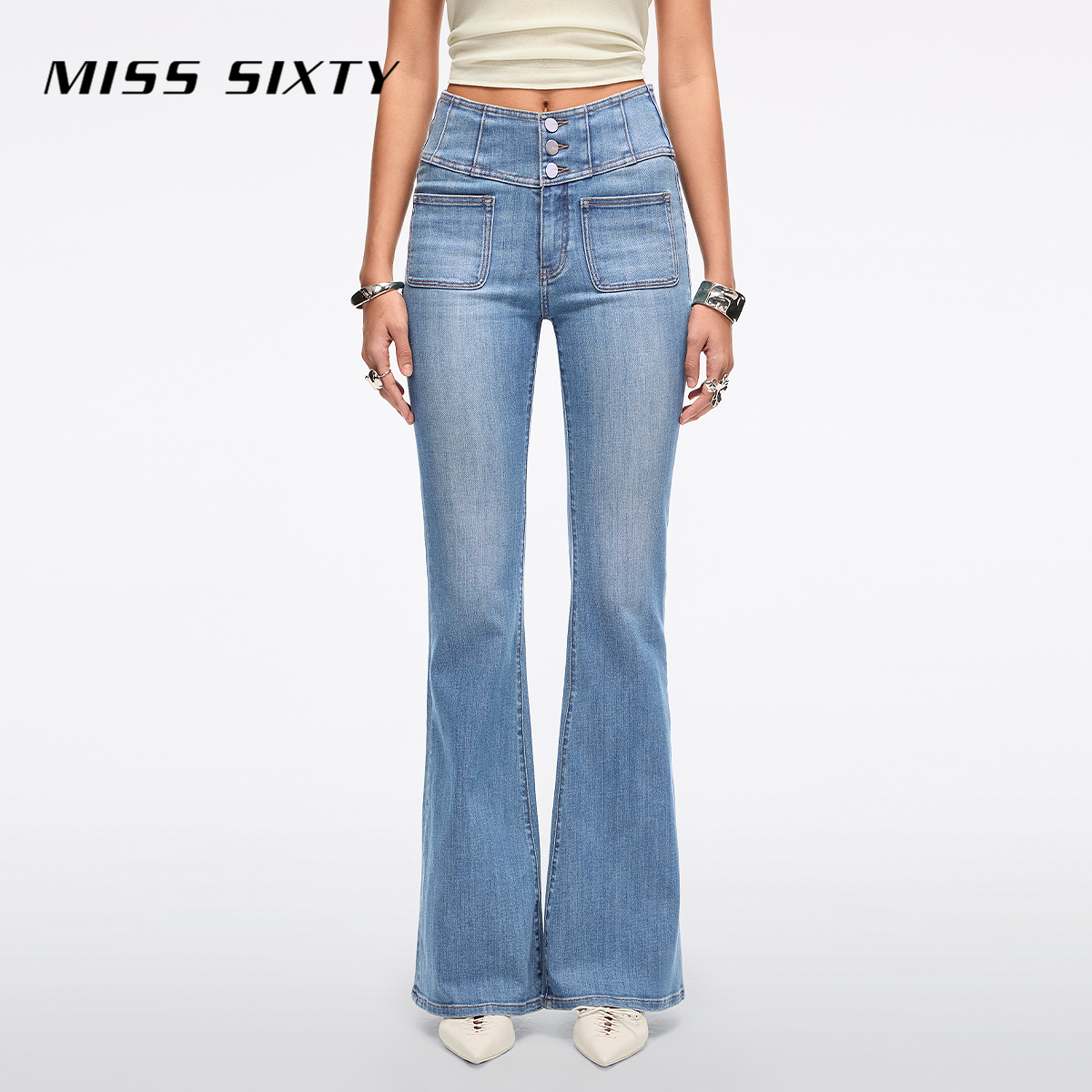 【进口牛仔面料】Miss Sixty2026春季新款牛仔裤显瘦超模裤喇叭裤