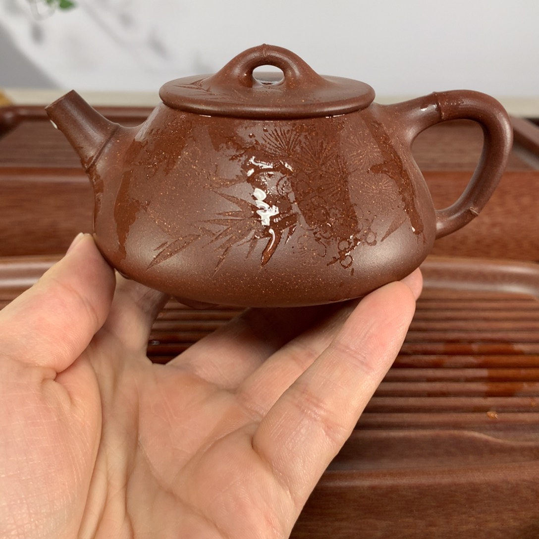 紫砂茶壶景舟平盖全手工