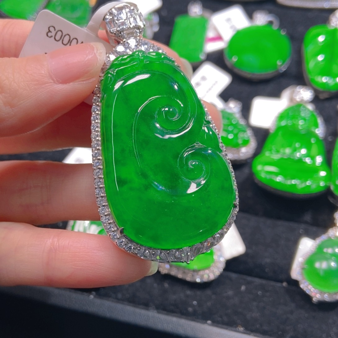 翡翠吊坠(不含链)银S925镶嵌