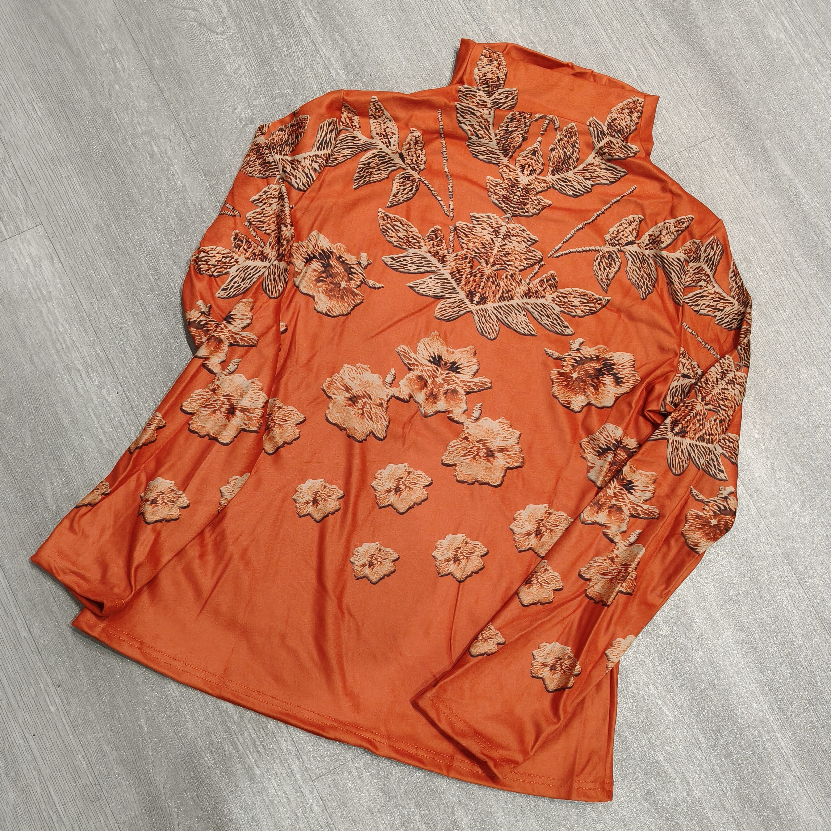 半高领树叶印花休闲（花色）百搭打底衫-果梓520