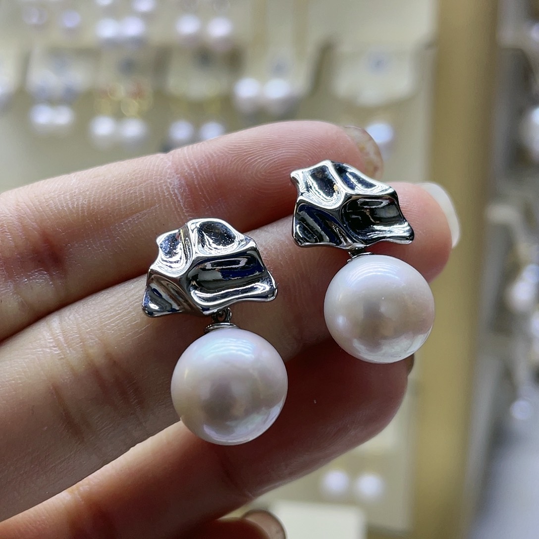 淡水珍珠耳饰银S925镶嵌