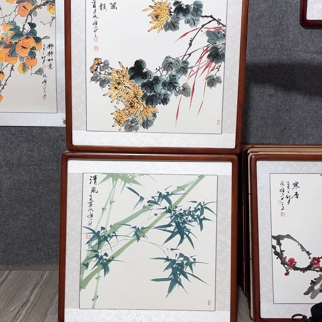 国画书画作品带框63×63