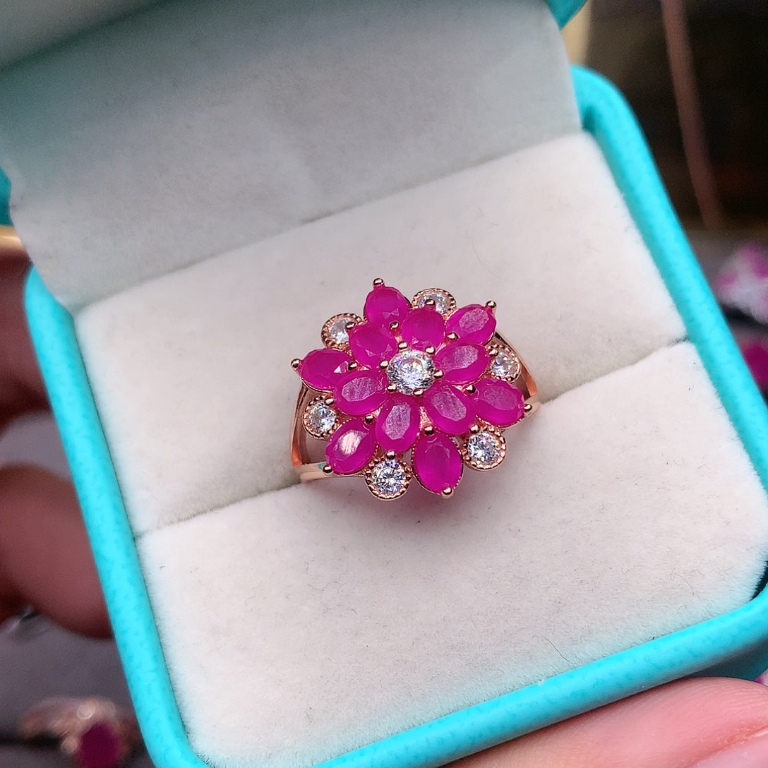 红宝石戒指银S925镶嵌