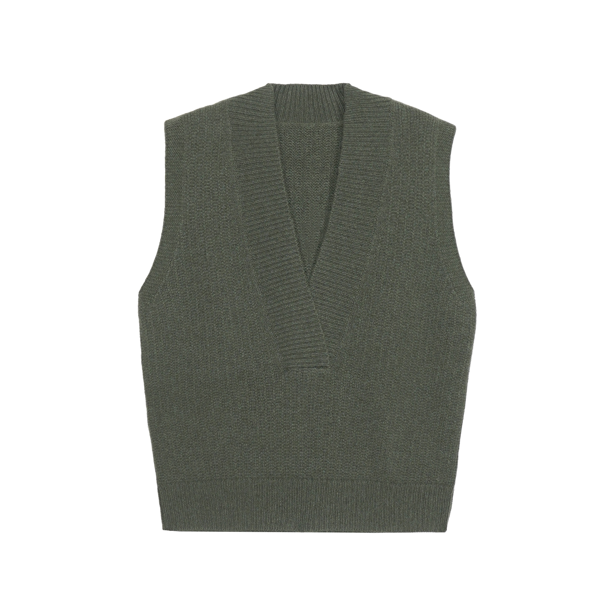 【半暖时光】高定纱线 百搭简约针织大V领秋冬马甲 8008