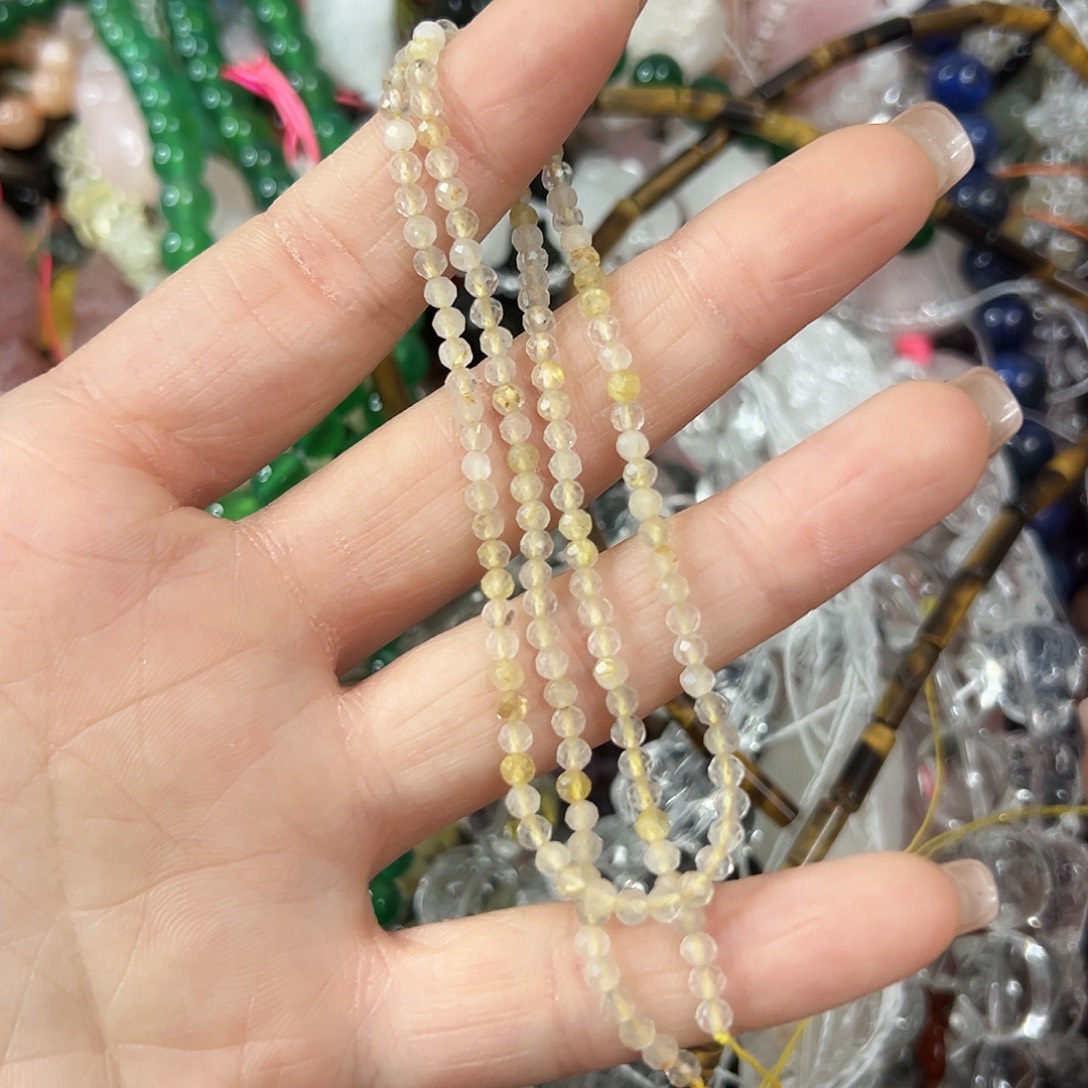 玛瑙/玉髓未镶嵌珠宝半成品，卡3金发晶一条