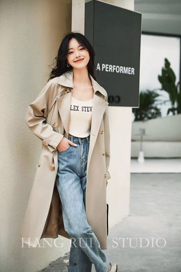 高货女装买手店十三行精品辣妹百搭修身长款大衣棉服秋冬