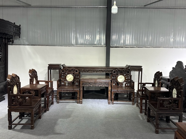 古典原木卯榫灵芝榫卯结构条案十二件套