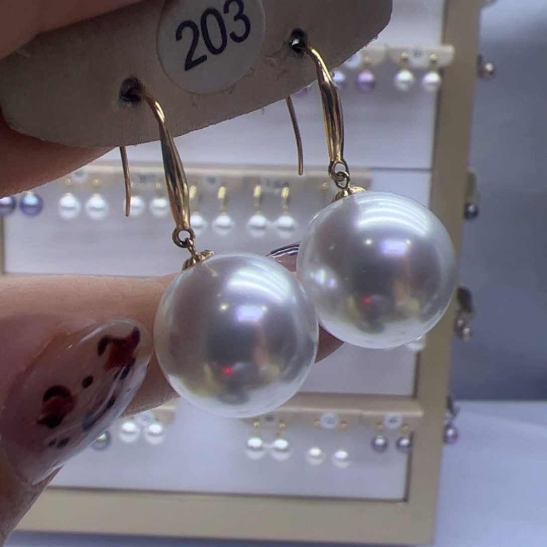 淡水珍珠耳饰18K金镶嵌