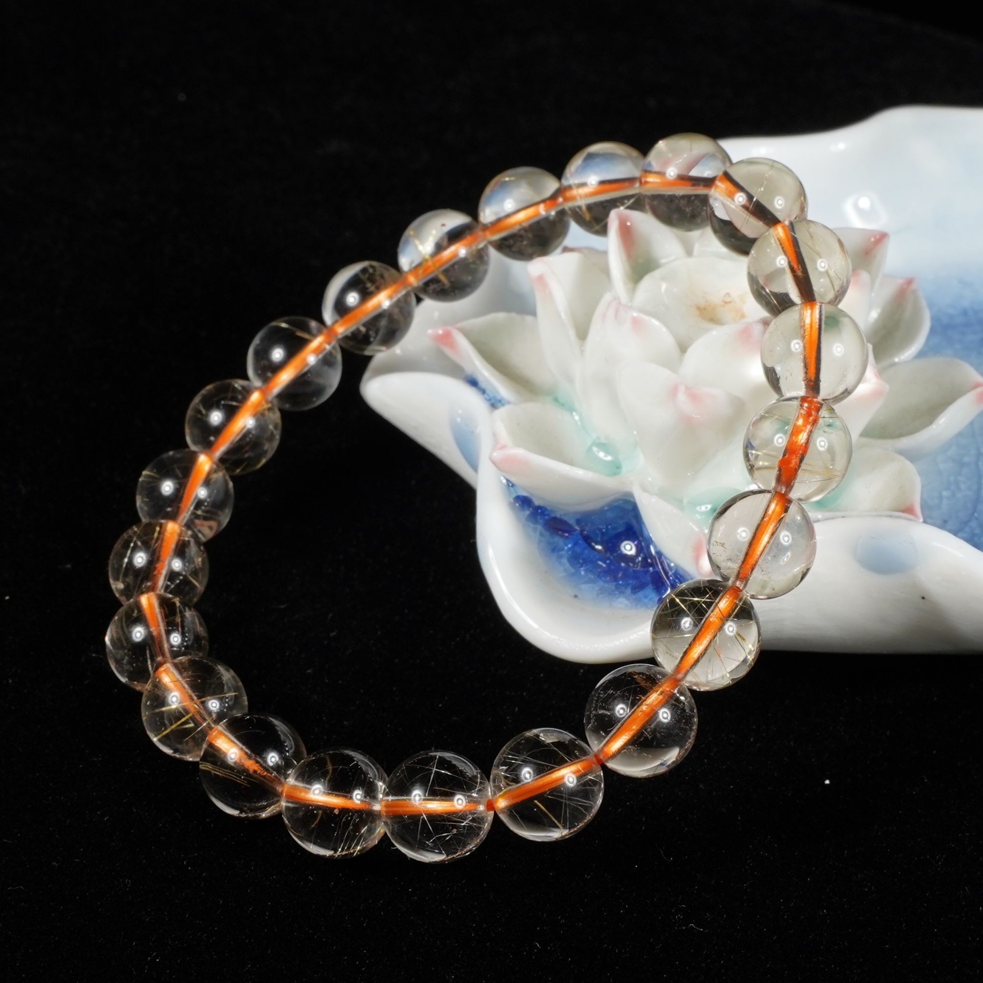 天然发晶钛晶素圈单圈手串0158