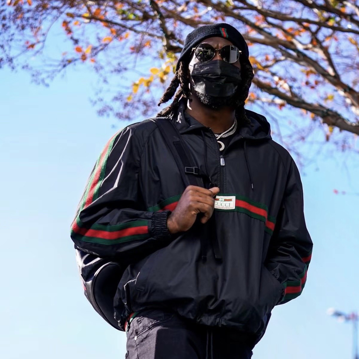 99新 GUCCI/古驰 6704/标签连帽抽绳夹克外套/44码/剪标