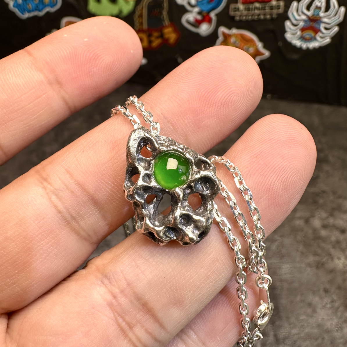 远星 Meteorite 辣阳绿岩石系项链 天然缅甸翡翠 贡山商店