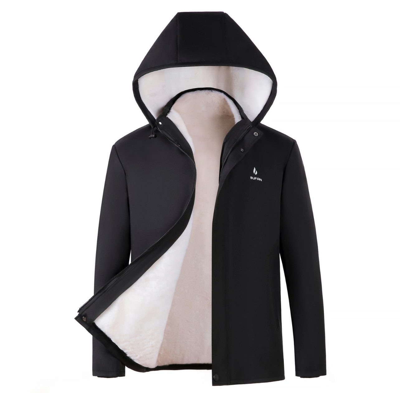 真羊皮毛一体加厚外套羊毛内胆皮袄中老年连帽棉衣抗寒宽松男皮衣