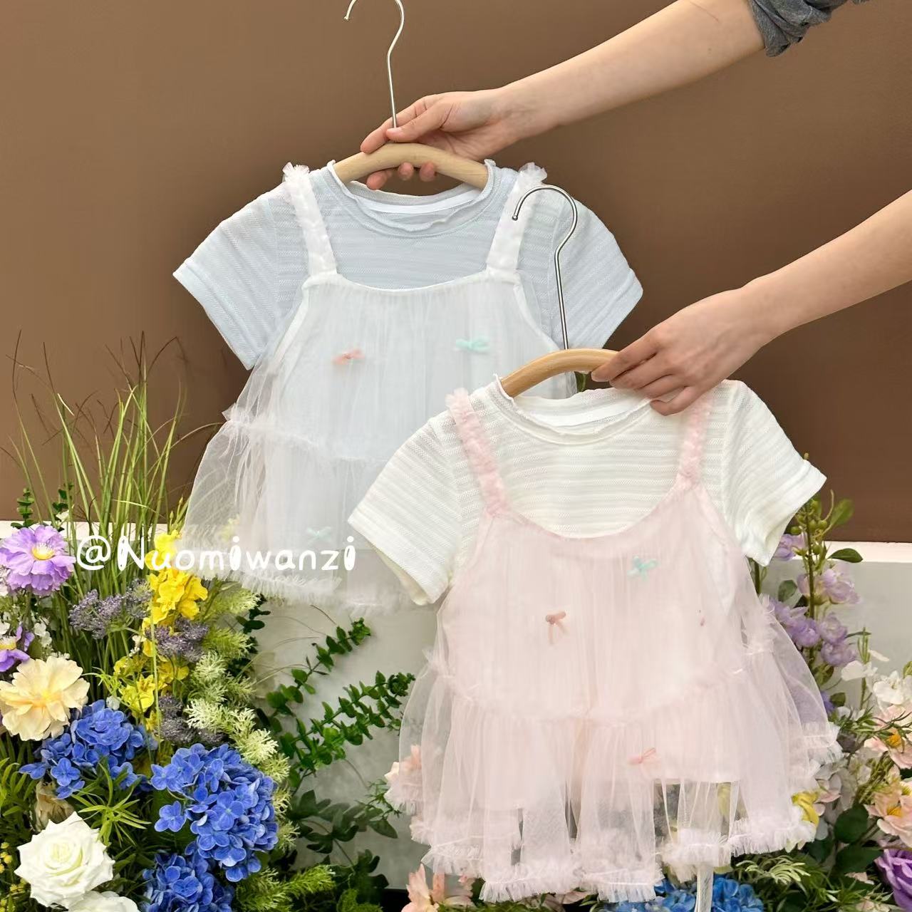 FX-1547-儿童时尚洋气百搭网纱蝴蝶结两件套（夏款）