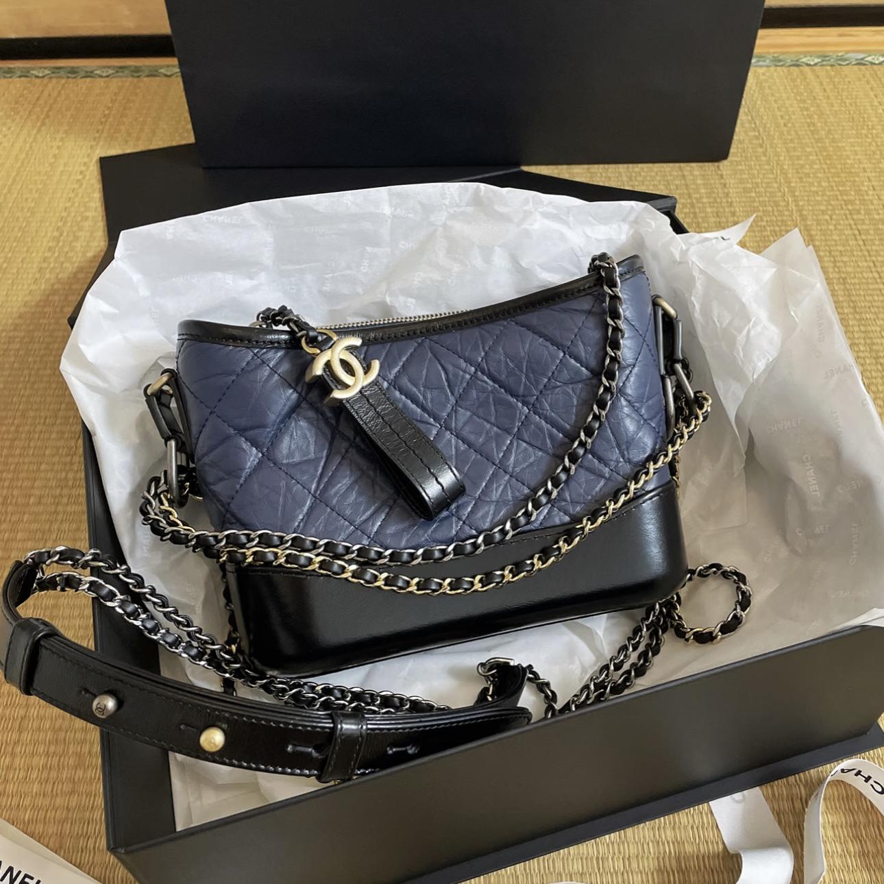 99新 Chanel/香奈儿 包展专属香奈儿蓝色黑底流浪小号 