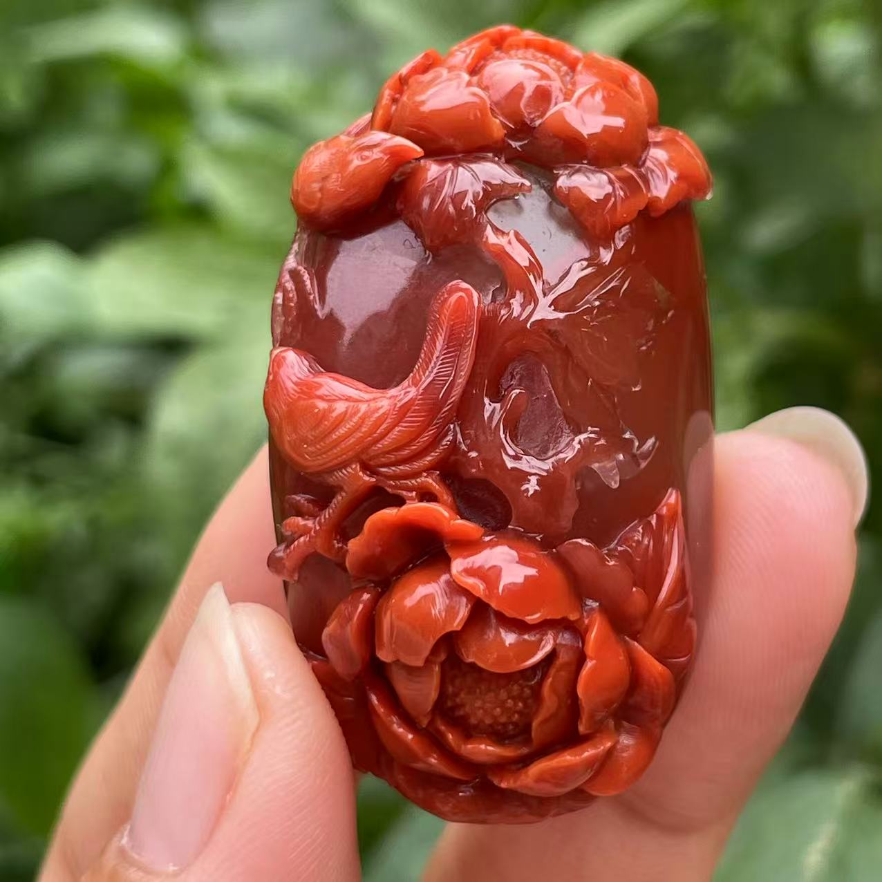 典藏全品级 南红瓦西南牛血红双色 喜上眉梢 颜色艳丽 45.7*27*19