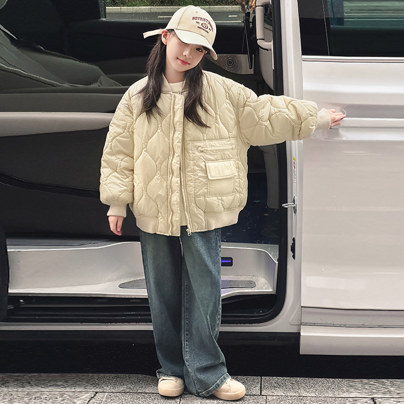 NK451女童夹棉外套2025冬季新款加厚韩版8-16岁中大童百搭保暖