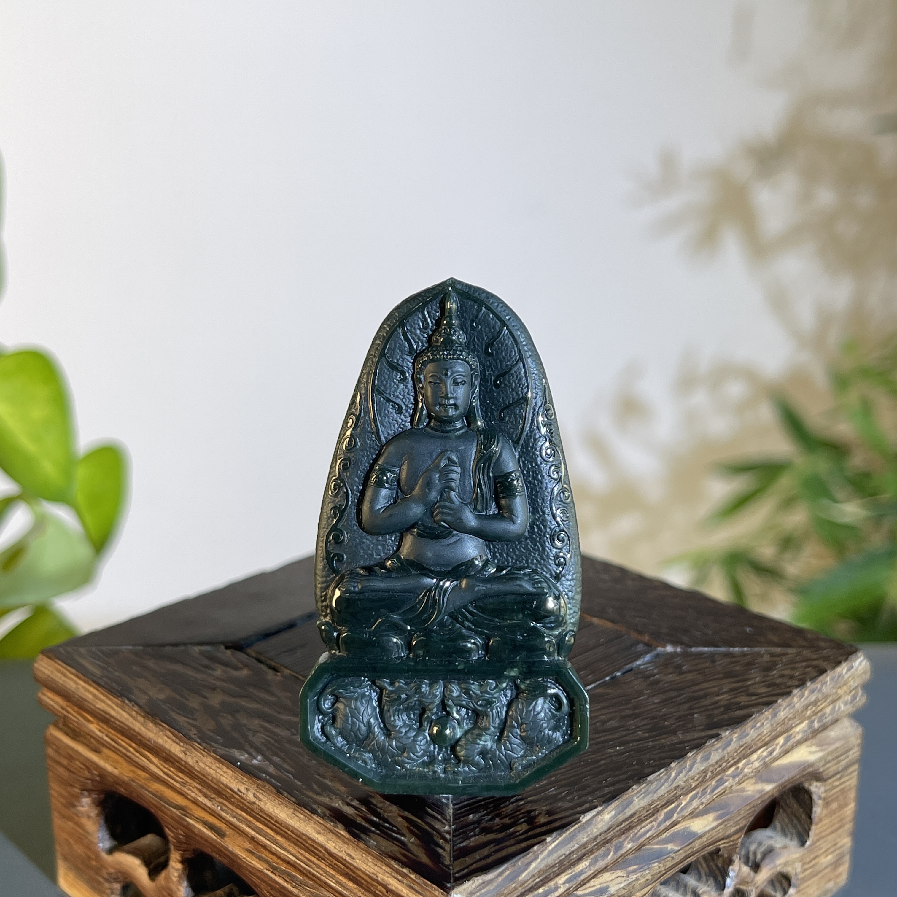 JTB01-120   黑色天然翡翠A货  黑-大日如来