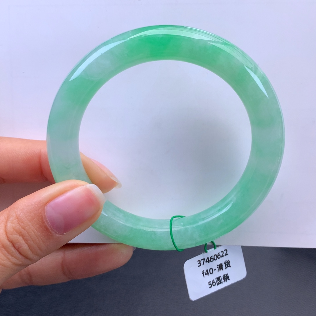 翡翠未镶嵌手镯冰甜绿圆条手镯（完整强推）