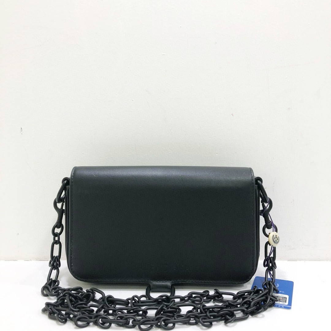 95新 Balenciaga/巴黎世家 全皮黑色链条单肩斜挎包