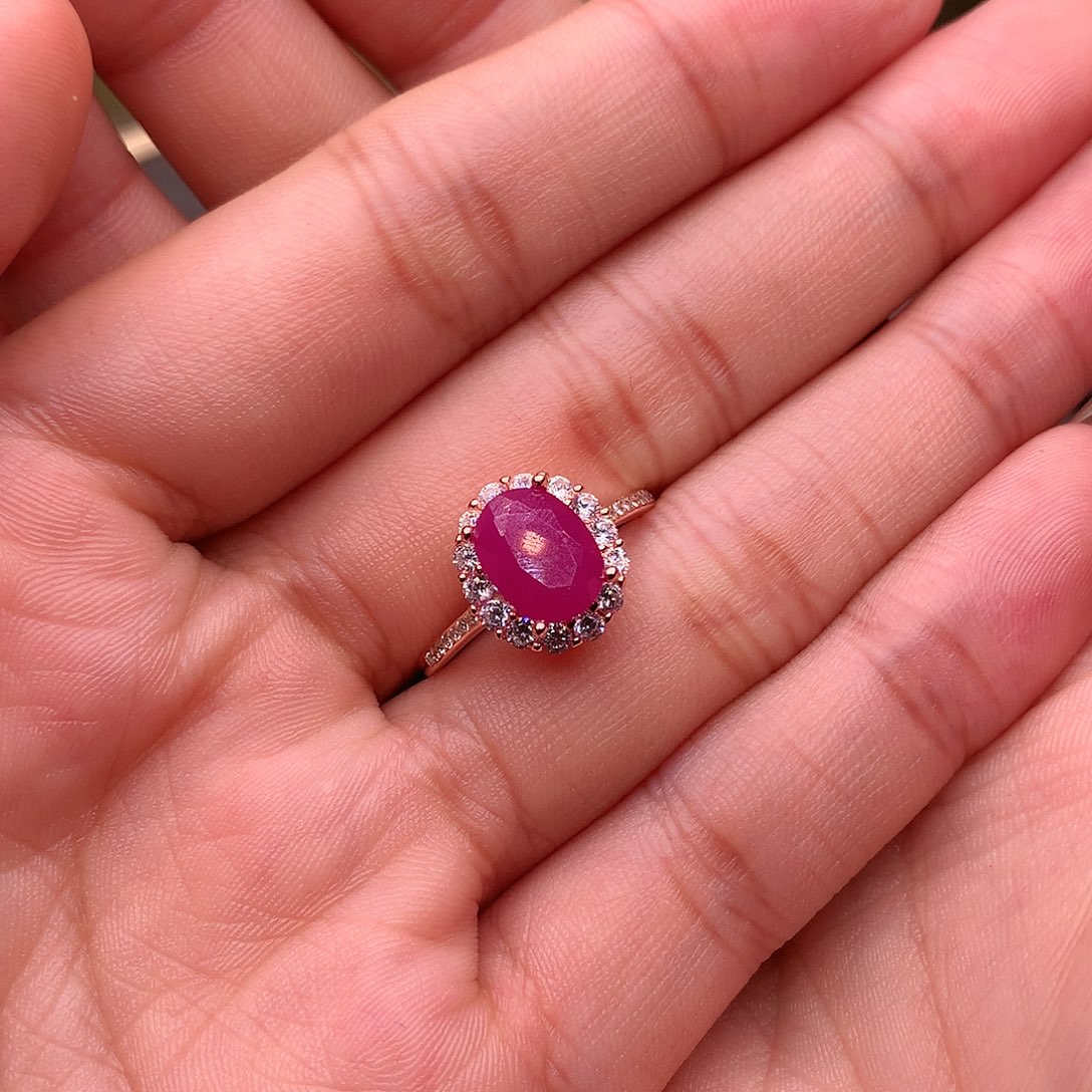 红宝石戒指银S925镶嵌