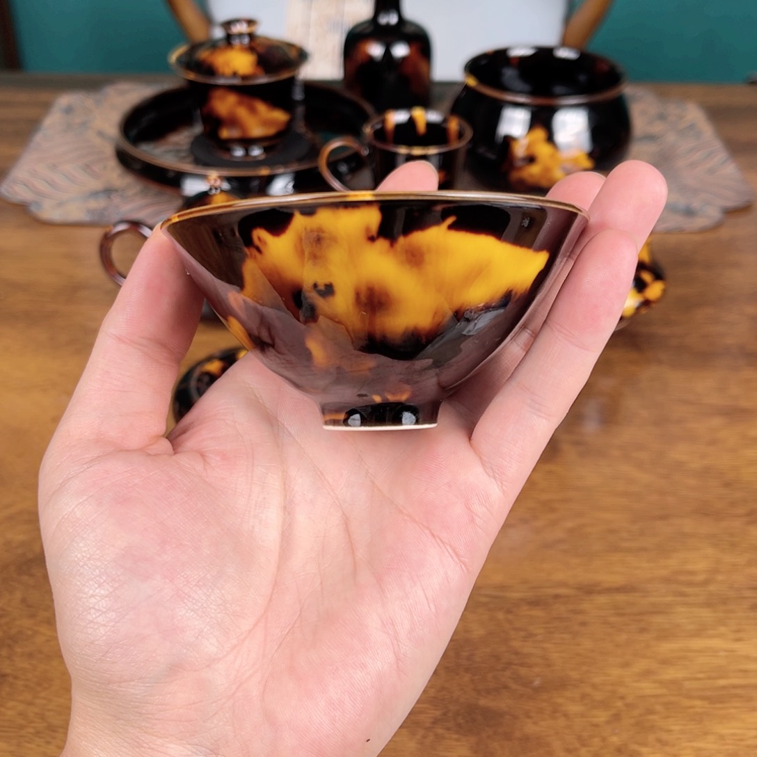 杯玳瑁釉超薄斗笠杯