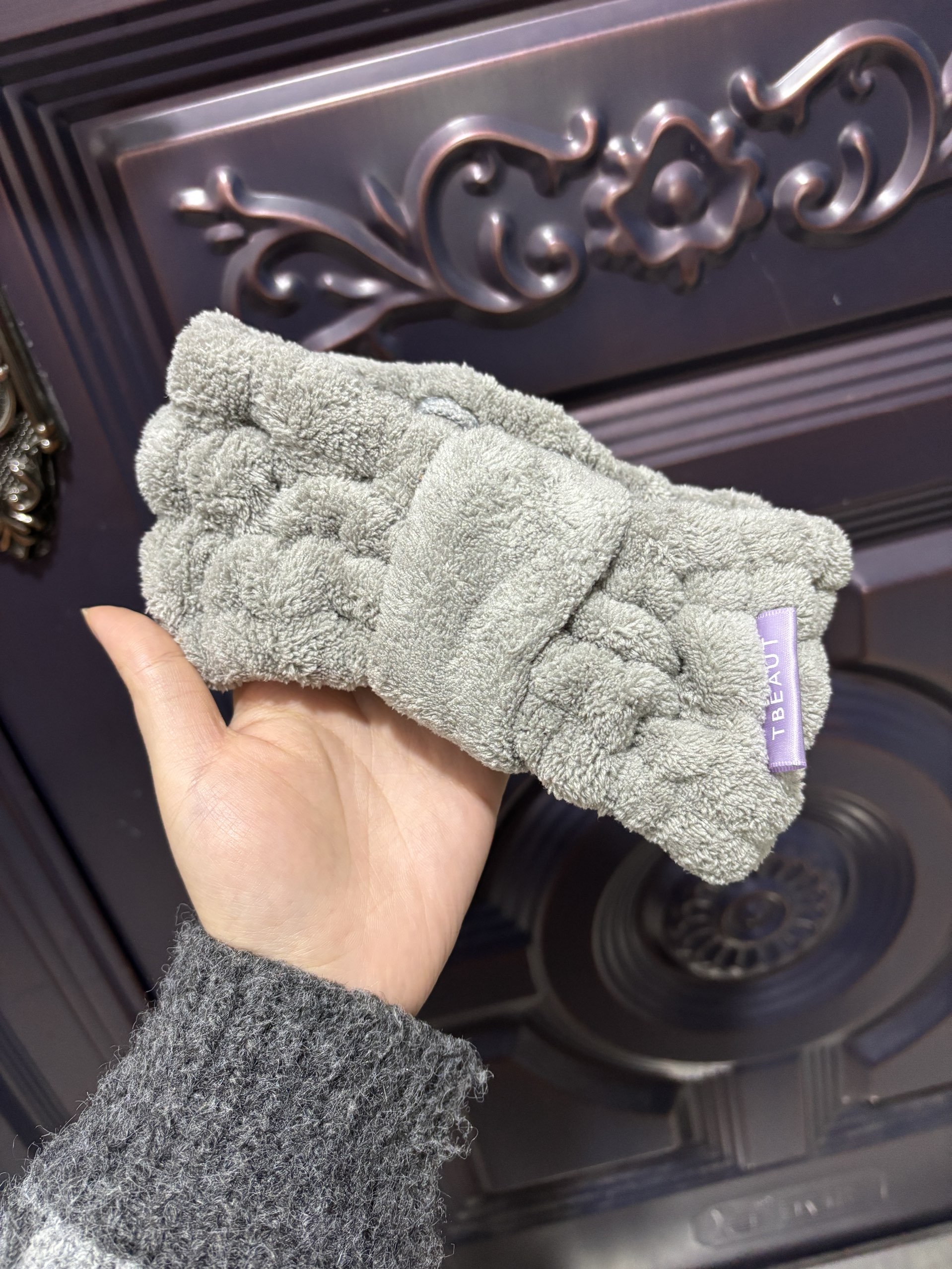 灰色家用洗护用简约发带