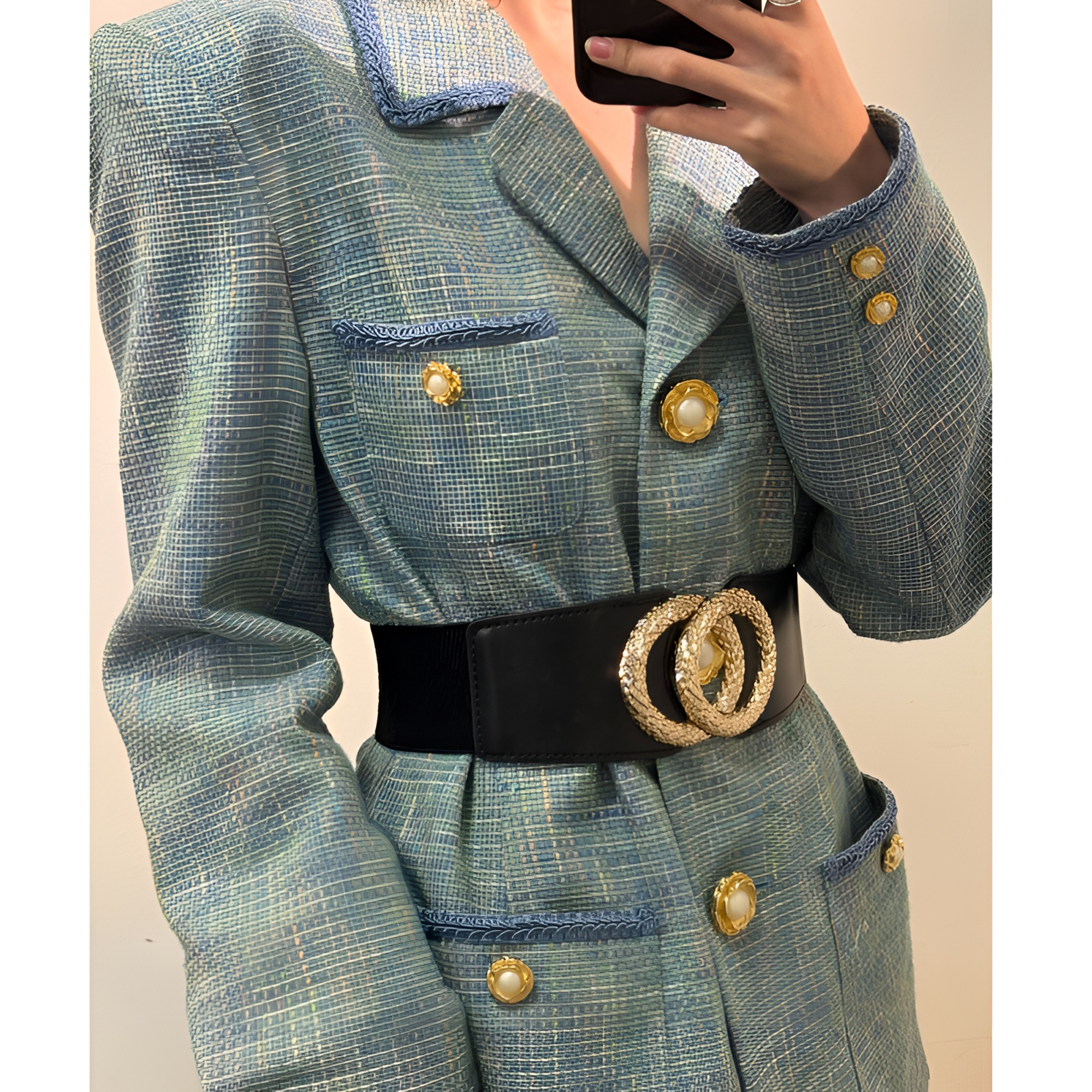 常规款腰链标准编织春季短外套女大衣套头常规设计师小香风气质