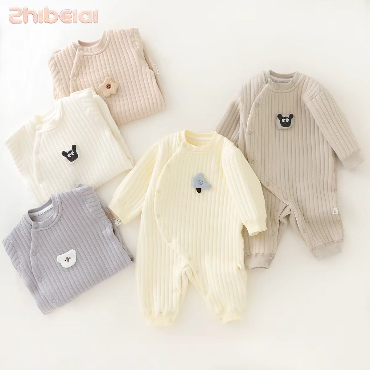 （胖米定制）婴幼儿秋冬新款保暖连体衣纯棉无骨