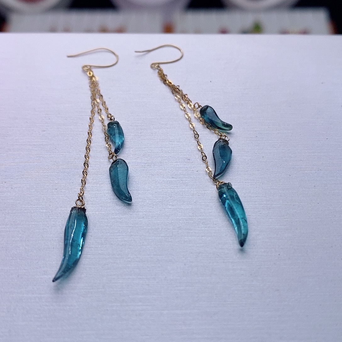 碧玺耳饰18K金镶嵌碧玺耳饰