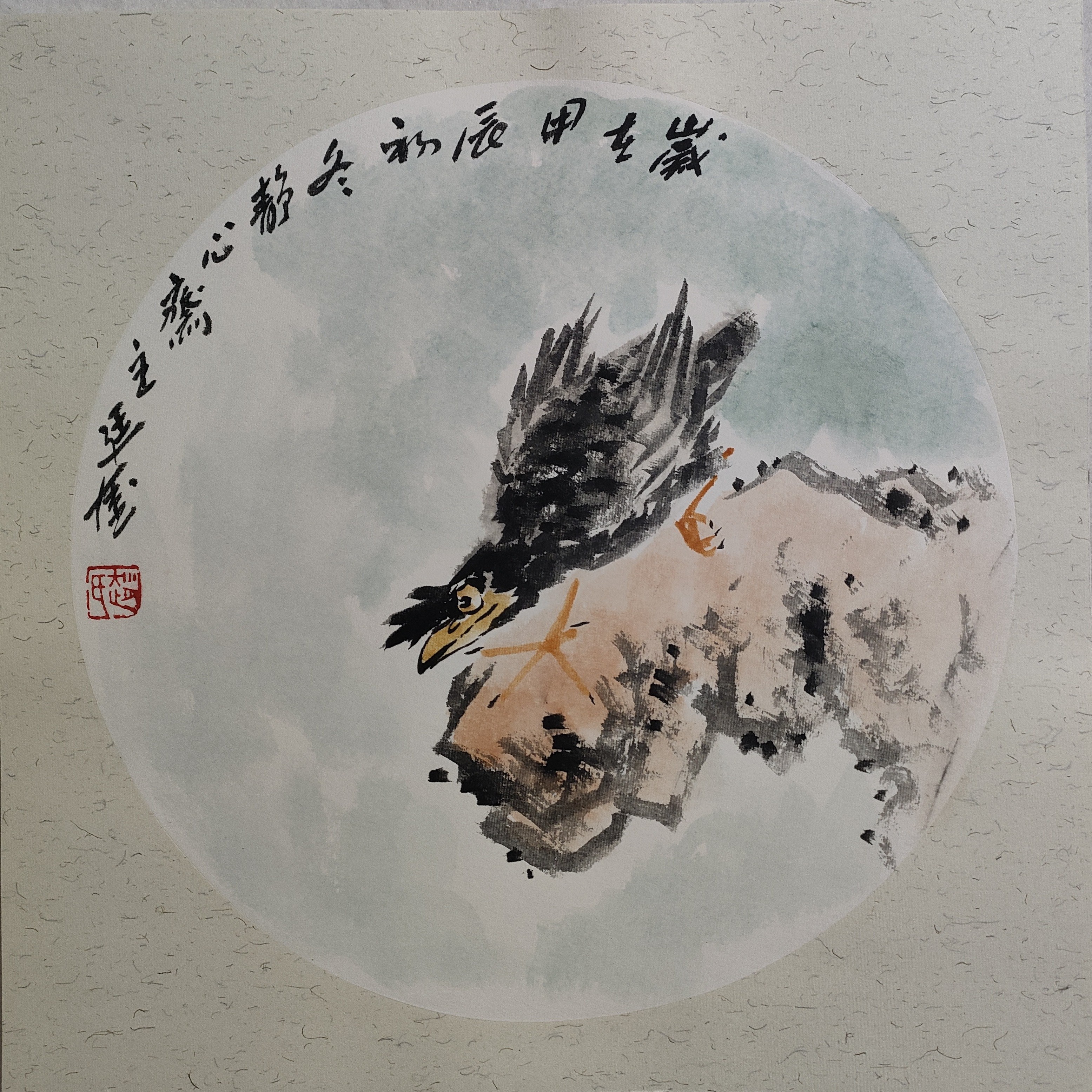 画家赵廷奎作品（八哥图）38*38