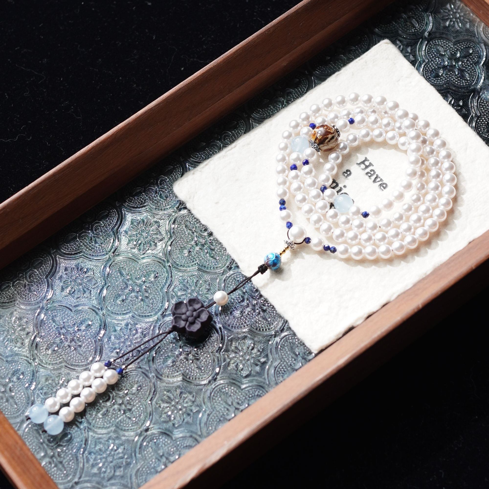 合香紫阙归元香雕刻花瓣17*8mm圆珠6mm念珠手串