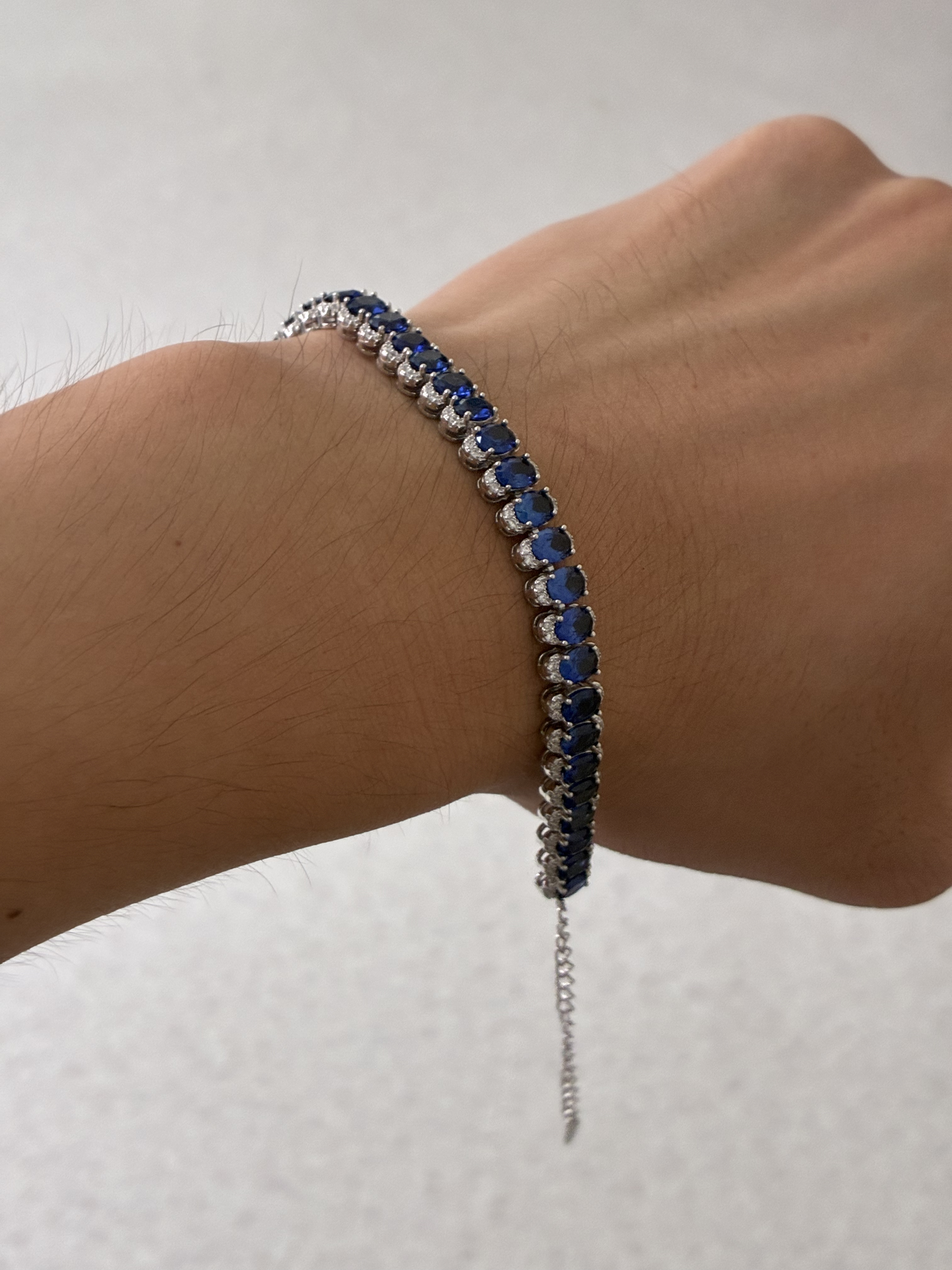 925银手链 重工豪镶皇家蓝色女神手链