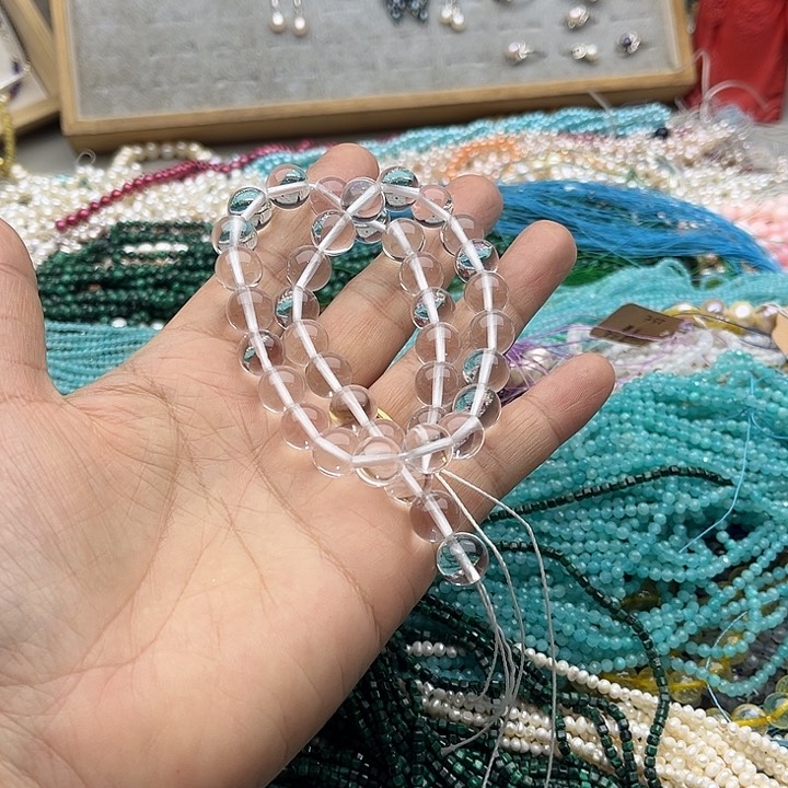 玛瑙/玉髓珠宝半成品未镶嵌一条10mm净体白水晶