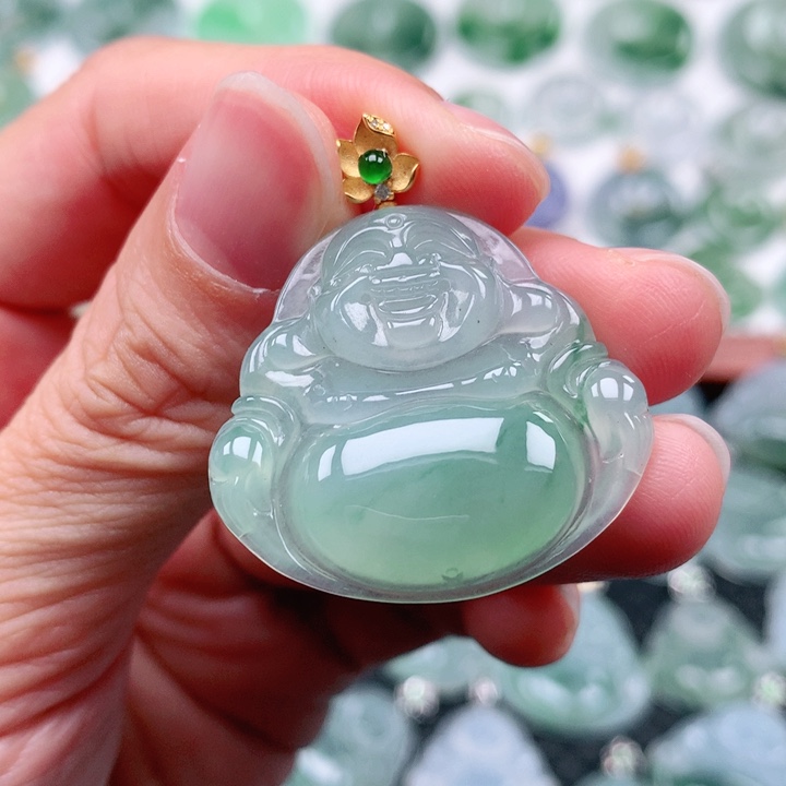 翡翠吊坠(不含链)18K金镶嵌